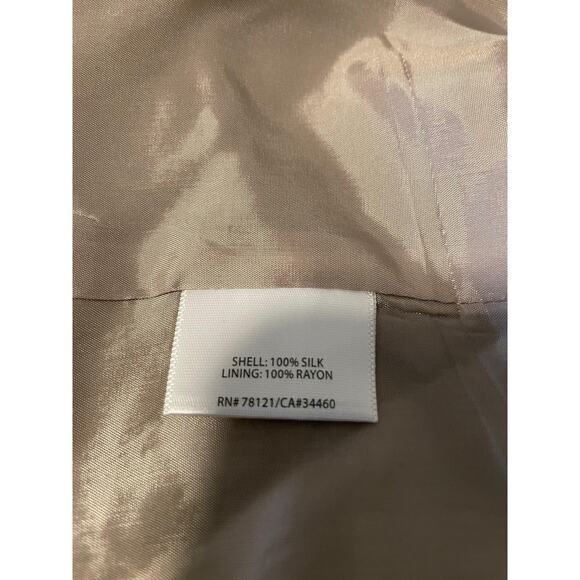 Eileen Fisher Jacket Womens XL Gold Silk Open Front Metallic Lined Collarless - Picture 4 of 8